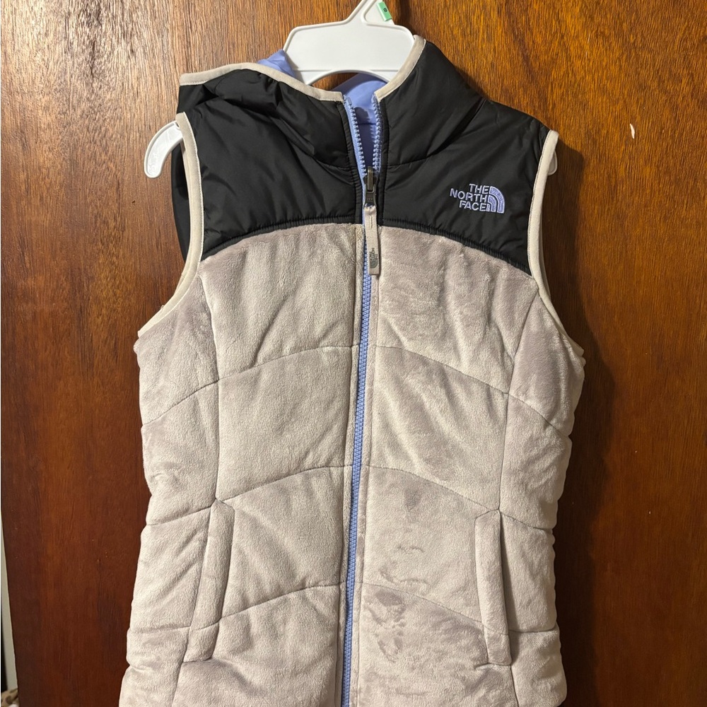The North Face Reversible Black, Purple, and Cream Quilted Vest